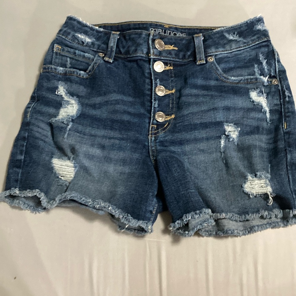 Maurices Blue Jean Shorts with Distressed Details
